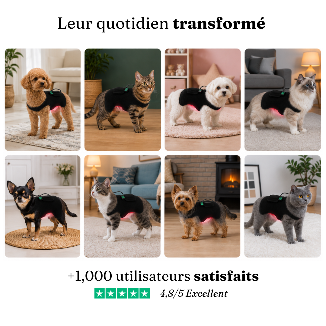 Ceinture de luminothérapie à lumière rouge pour chats et chiens
