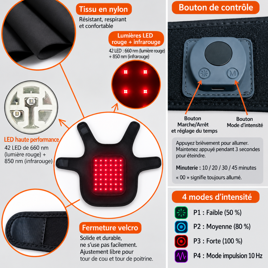 Ceinture de luminothérapie à lumière rouge pour chats et chiens